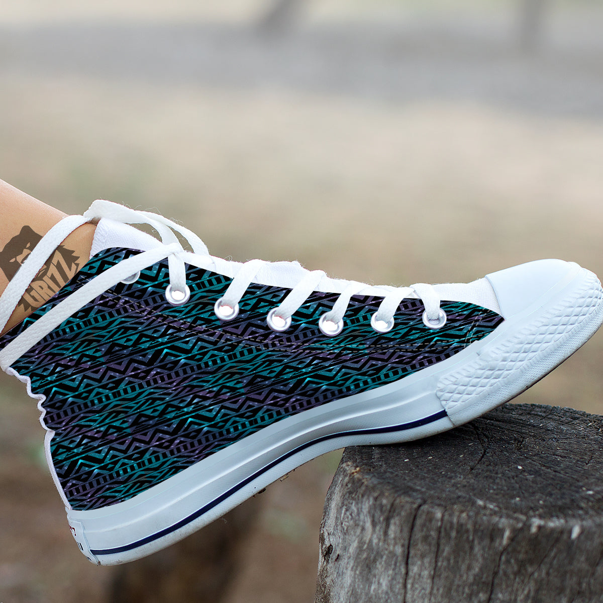 Galaxy Aztec Tribal Print Pattern White High Top Shoes-grizzshop