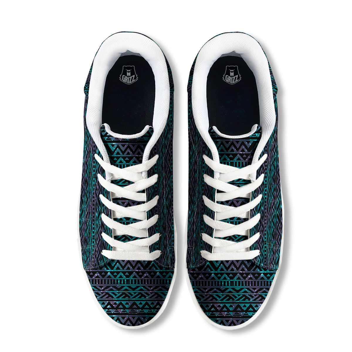 Galaxy Aztec Tribal Print Pattern White Low Top Sneakers-grizzshop