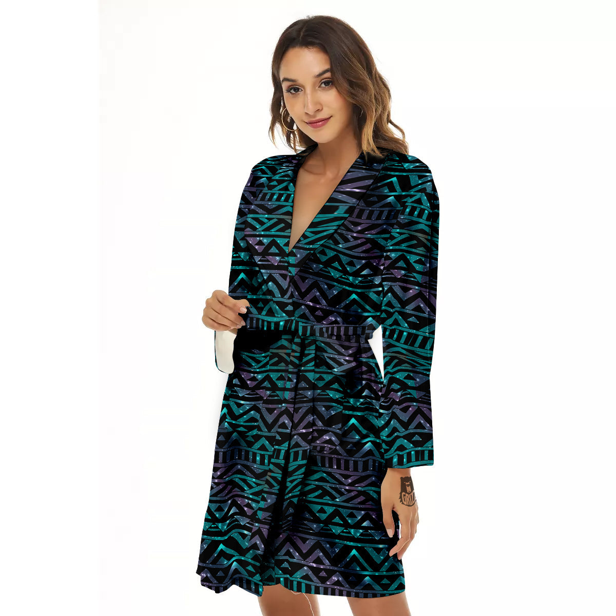 Galaxy Aztec Tribal Print Pattern Women's Robe-grizzshop