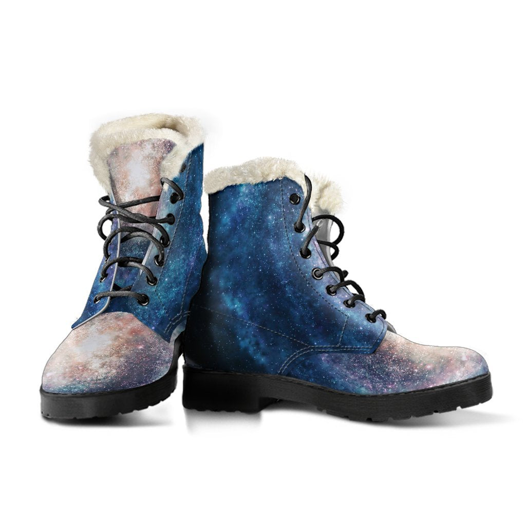 Galaxy Blue Milky Way Space Print Comfy Winter Boots-grizzshop