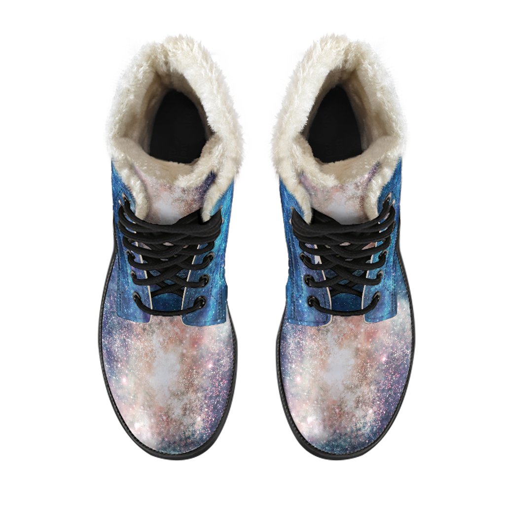 Galaxy Blue Milky Way Space Print Comfy Winter Boots-grizzshop