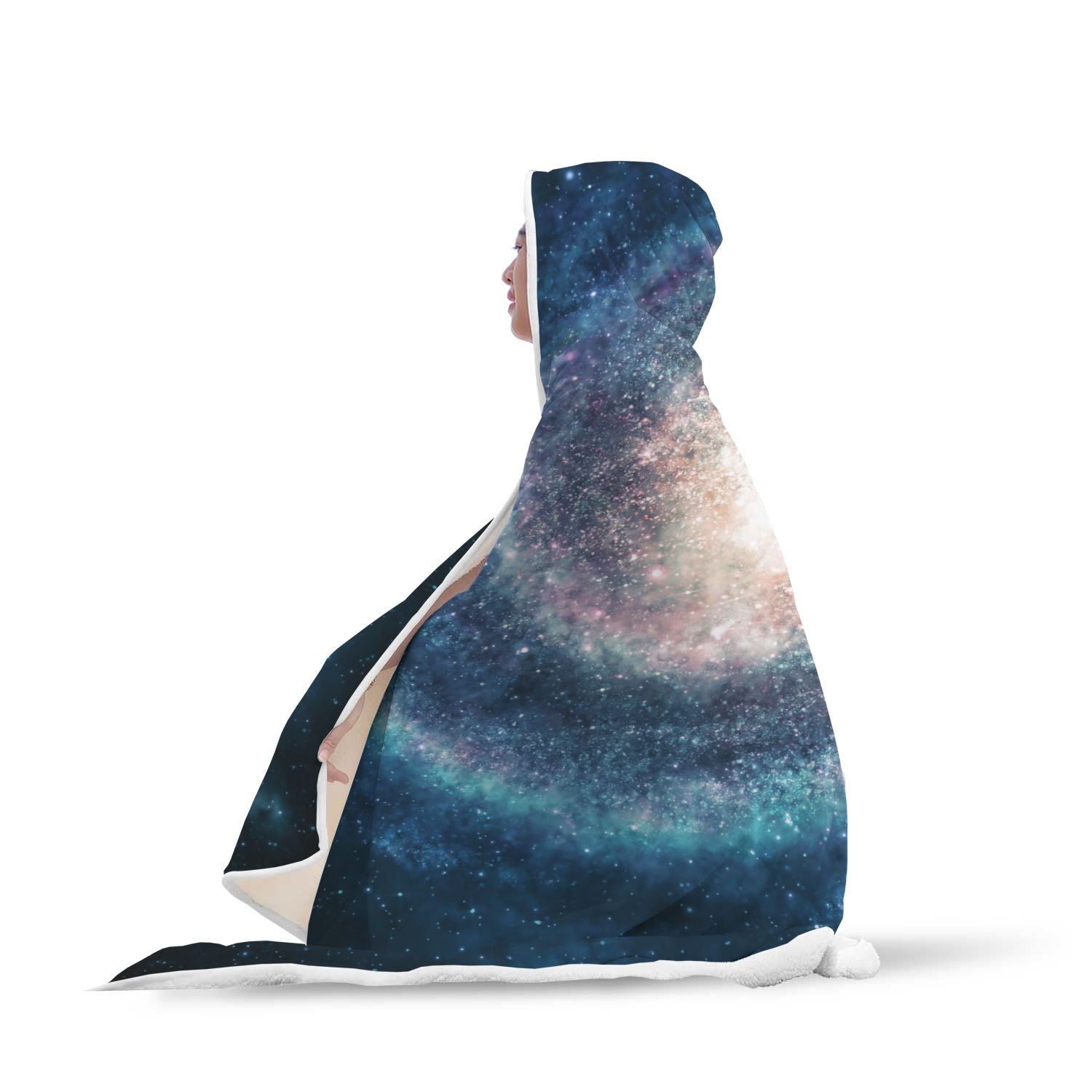 Galaxy Blue Milky Way Space Print Hooded Blanket-grizzshop