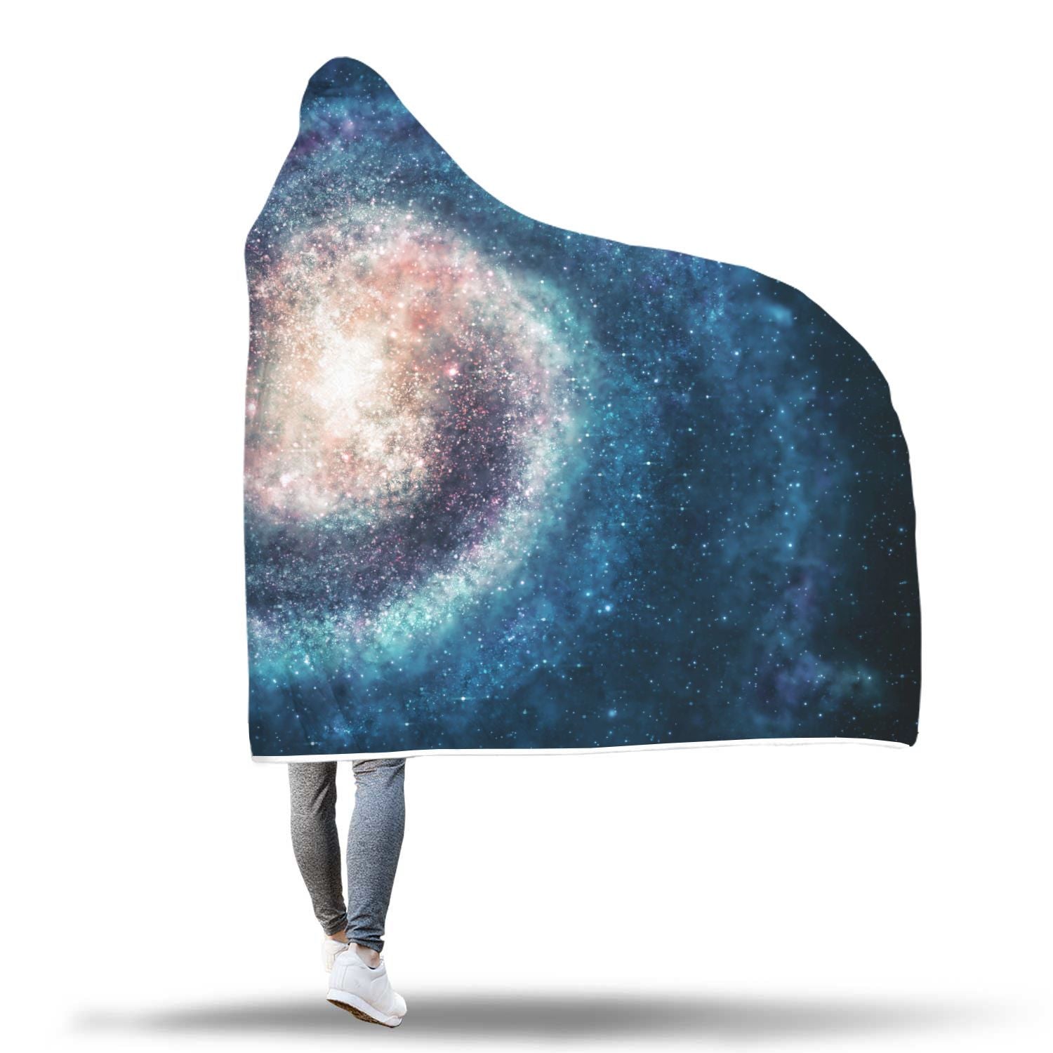 Galaxy Blue Milky Way Space Print Hooded Blanket-grizzshop