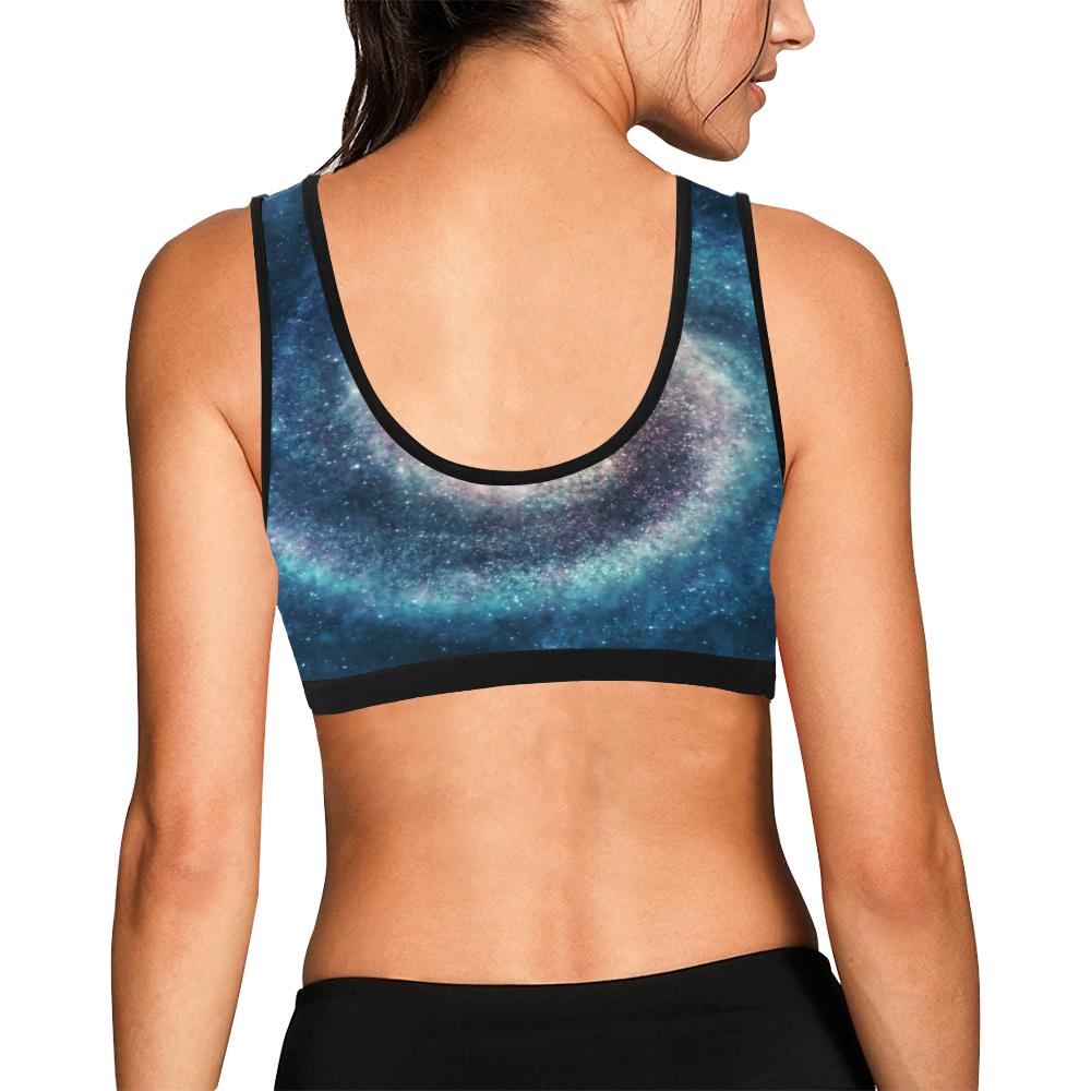 Galaxy Blue Milky Way Space Print Women Sports Bra-grizzshop