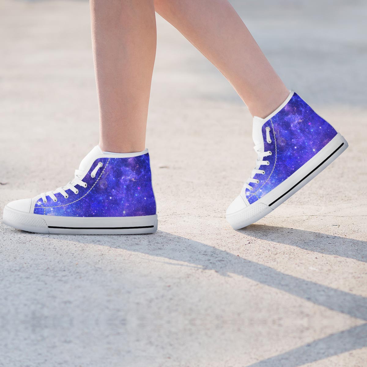 Galaxy Blue Space Women's High Top Shoes-grizzshop
