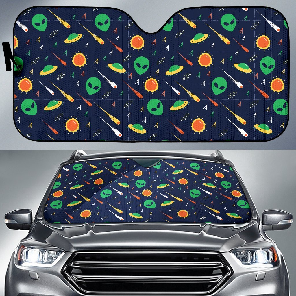 Galaxy Comet Alien Ufo Pattern Print Car Sun Shade-grizzshop