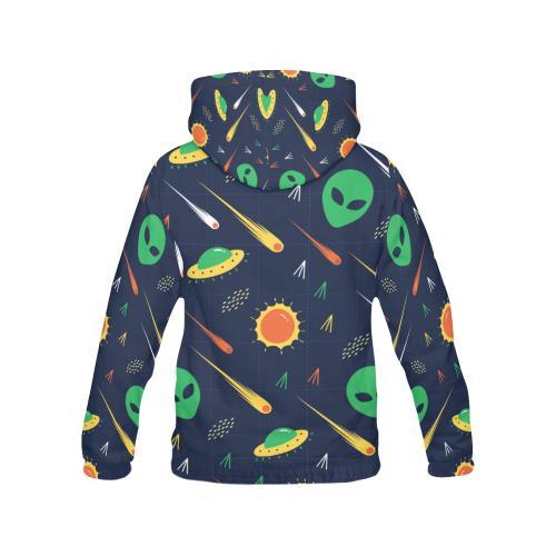 Galaxy Comet Alien Ufo Pattern Print Women Pullover Hoodie-grizzshop