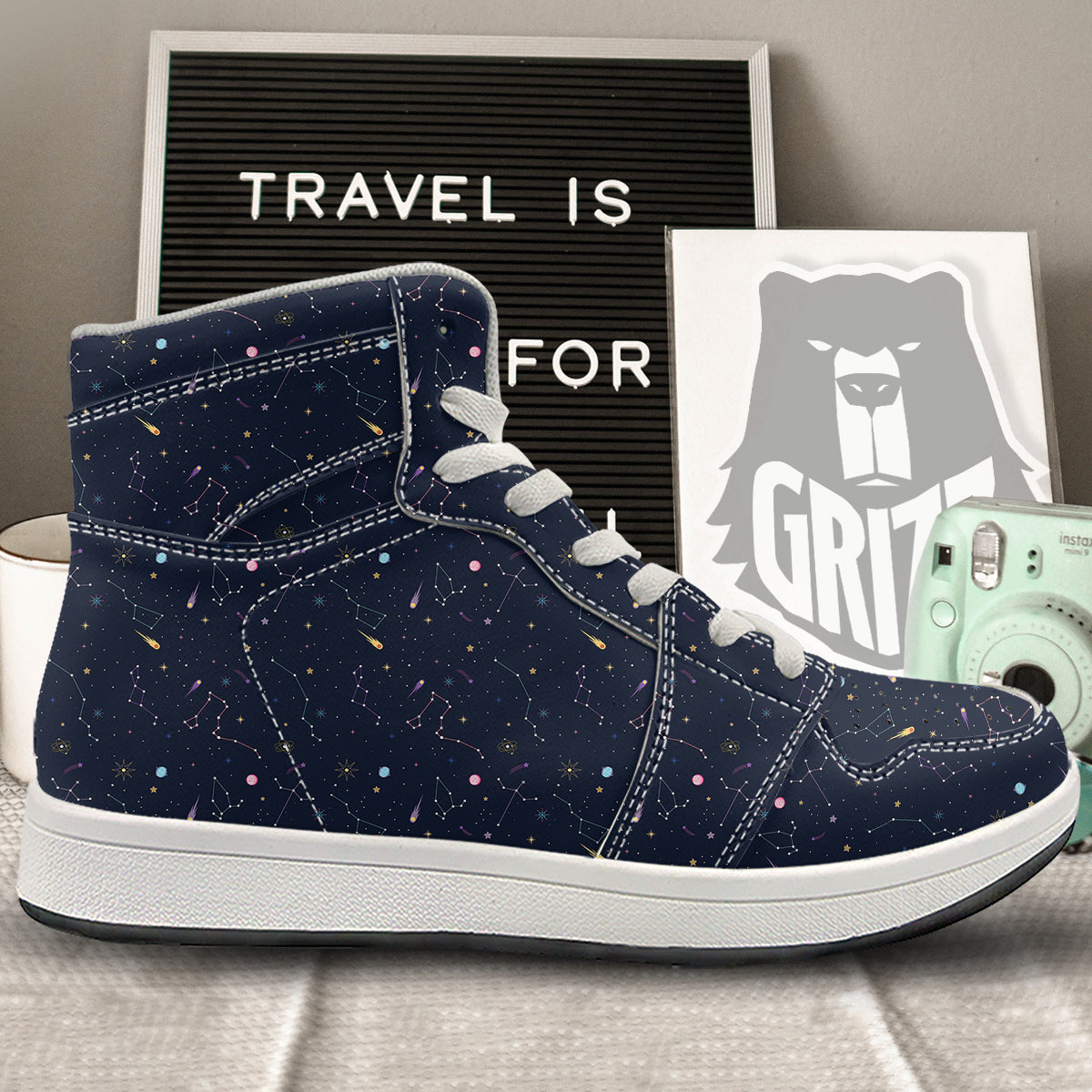 Galaxy Constellation Print Pattern High Top Sneakers-grizzshop