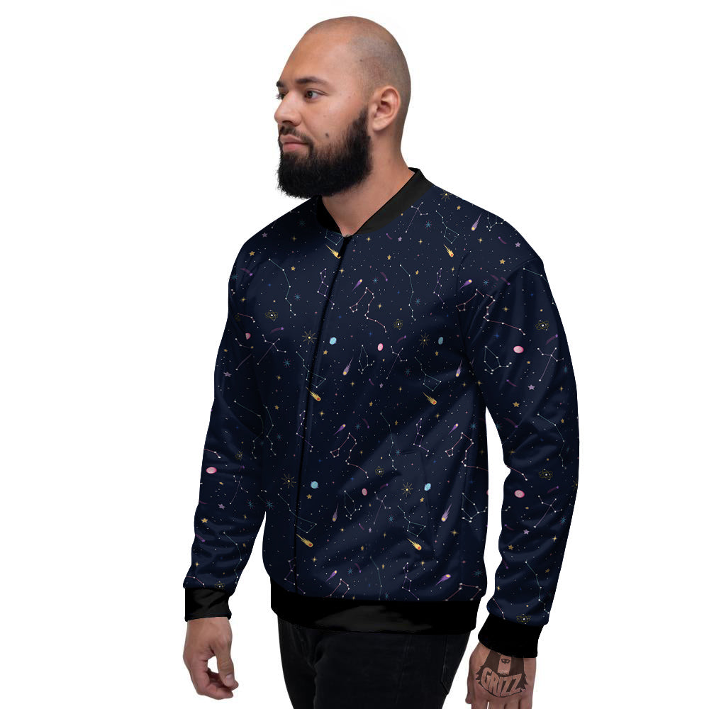 Galaxy Constellation Print Pattern Men's Bomber Jacket-grizzshop