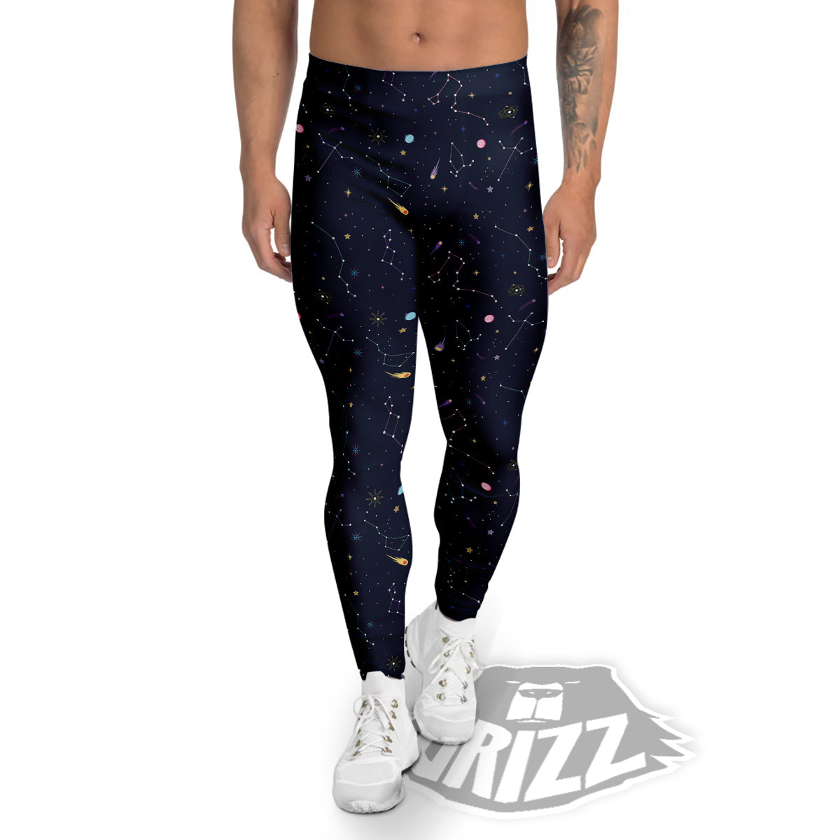 Galaxy Constellation Print Pattern Men's Leggings-grizzshop