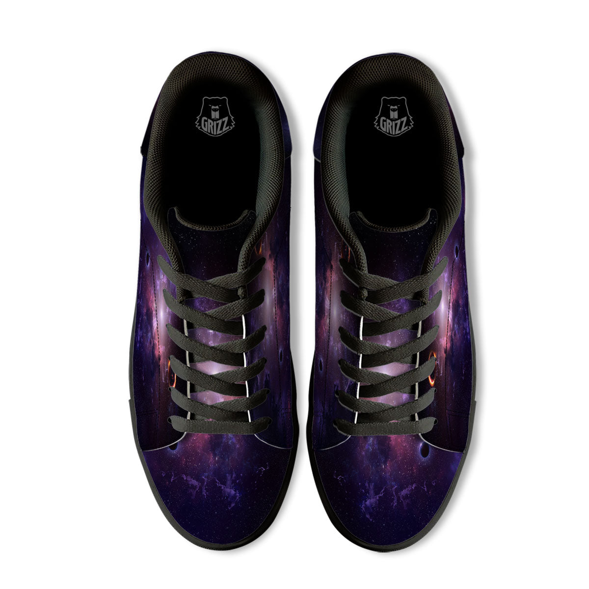 Galaxy Deep Space Light Stardust Print Black Low Top Sneakers-grizzshop