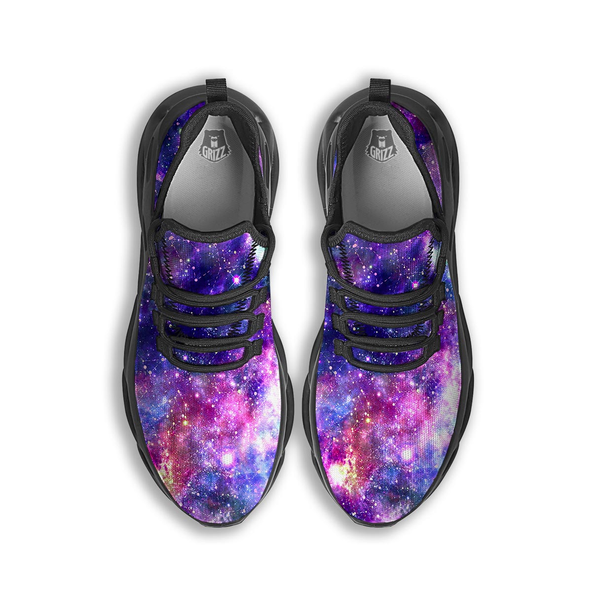Galaxy Night Print Black Running Shoes-grizzshop