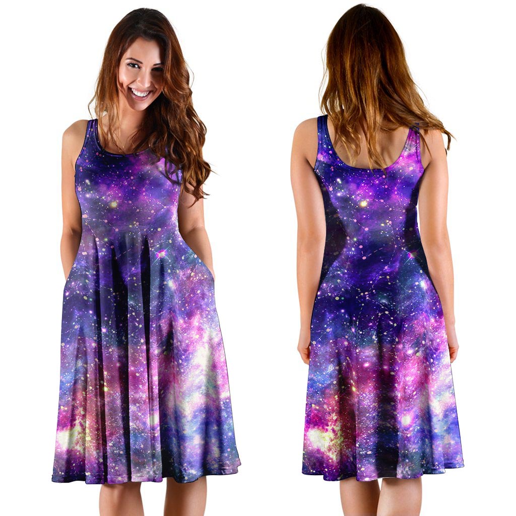 Galaxy Night Print Dress-grizzshop