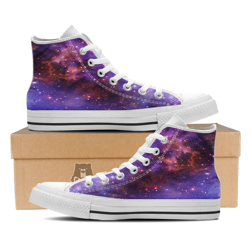 Galaxy Outer Space Dark Purple Print White High Top Shoes-grizzshop