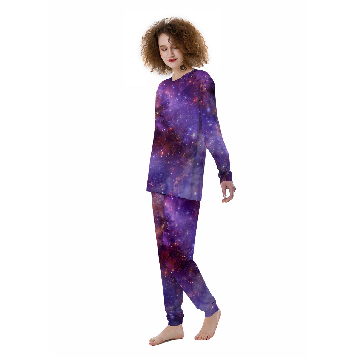 Galaxy Outer Space Dark Purple Print Women's Pajamas-grizzshop