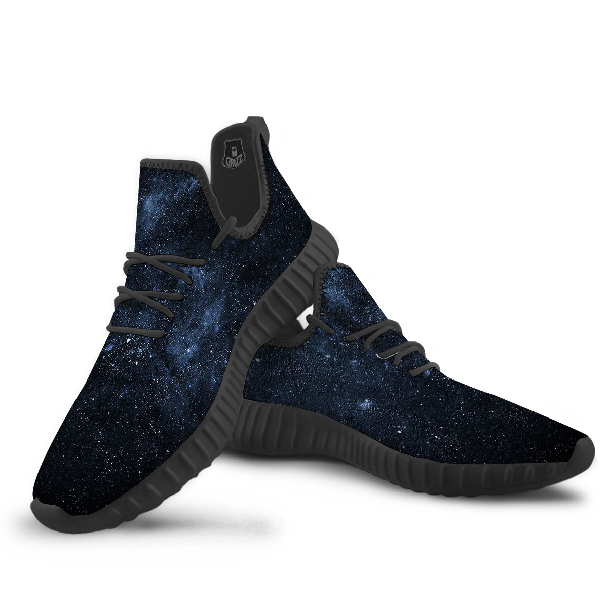 Galaxy Outer Space Dark Universe Print Black Walking Shoes-grizzshop