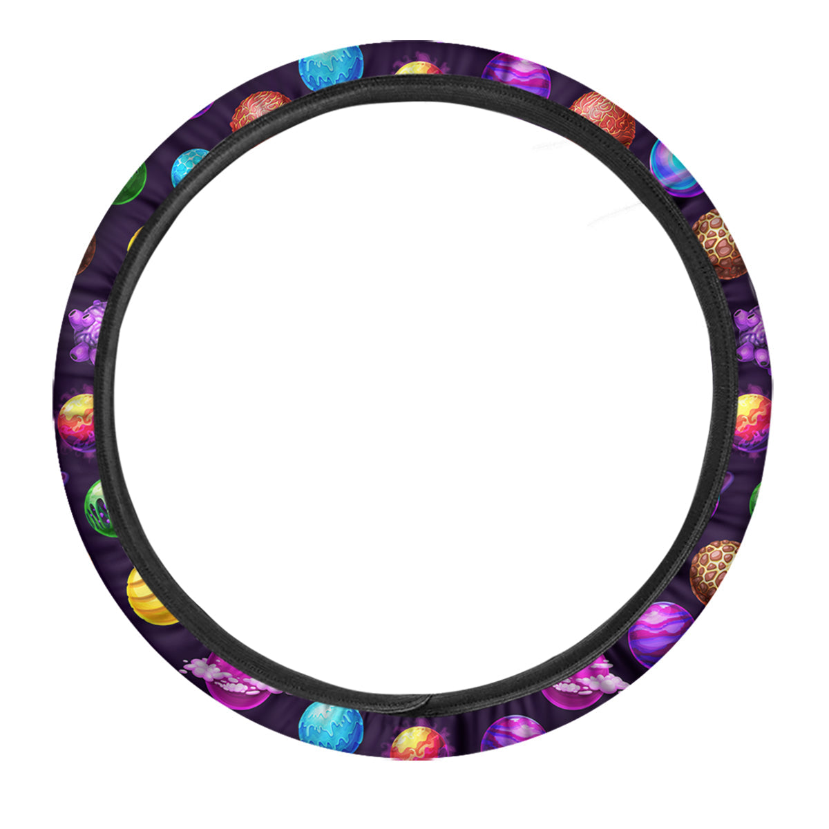 Galaxy Planets And Space Stars Colorful Print Pattern Car Steering Wheel Cover-grizzshop