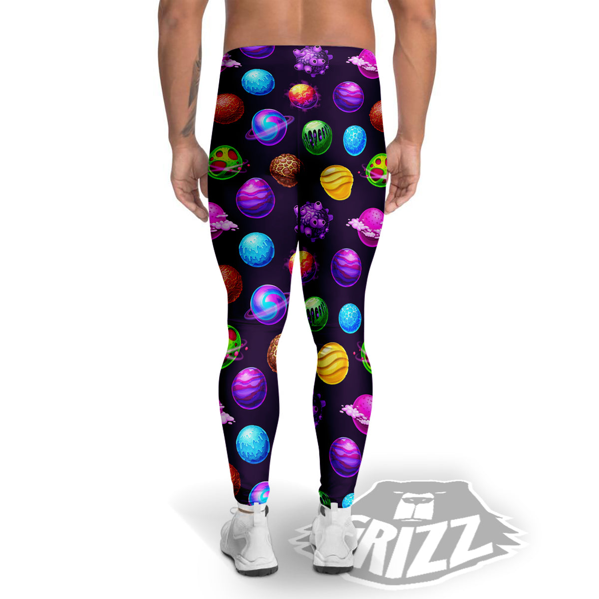 Galaxy Planets And Space Stars Colorful Print Pattern Men's Leggings-grizzshop