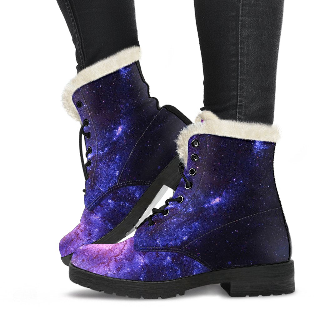 Galaxy Purple Milky Way Space Print Comfy Winter Boots-grizzshop