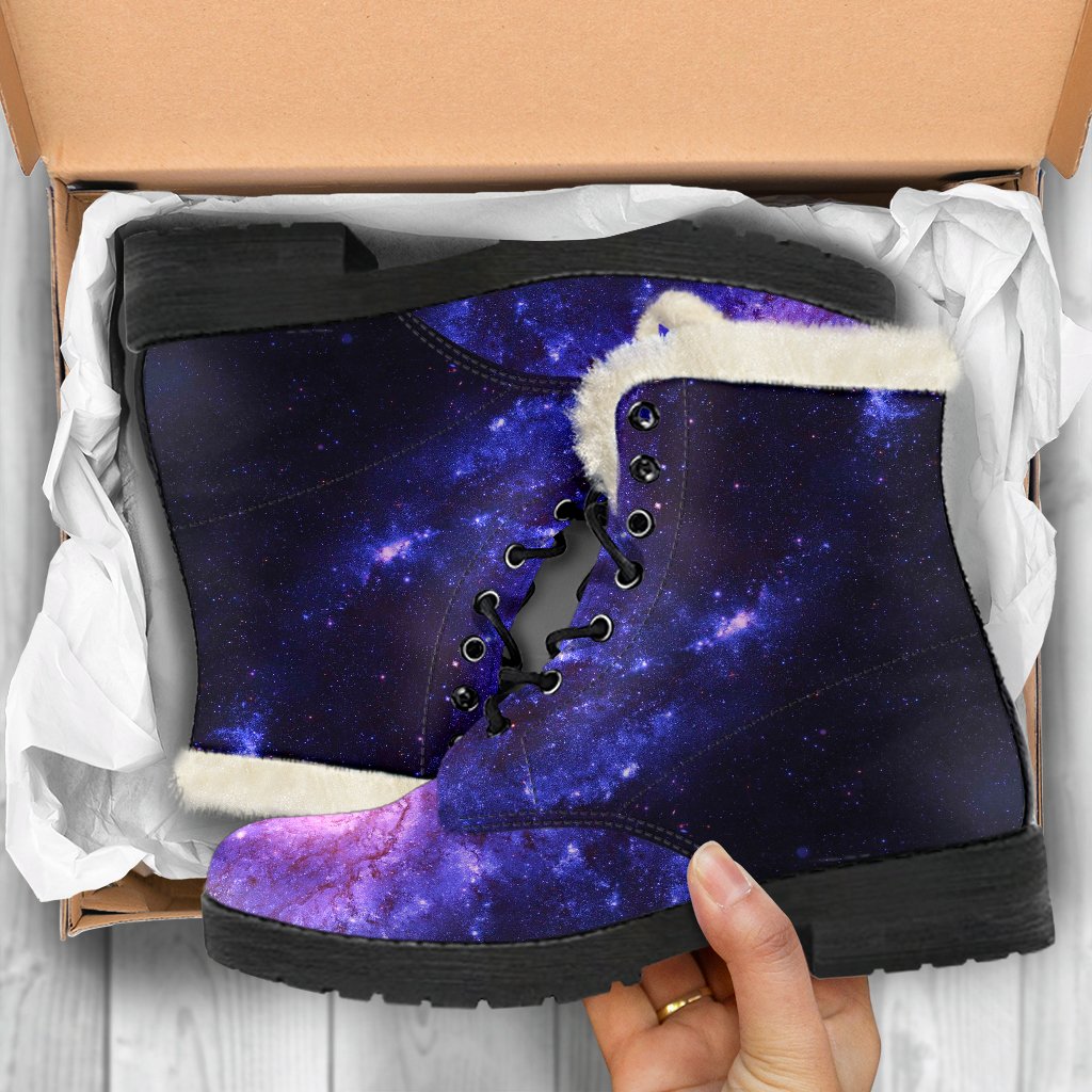 Galaxy Purple Milky Way Space Print Comfy Winter Boots-grizzshop