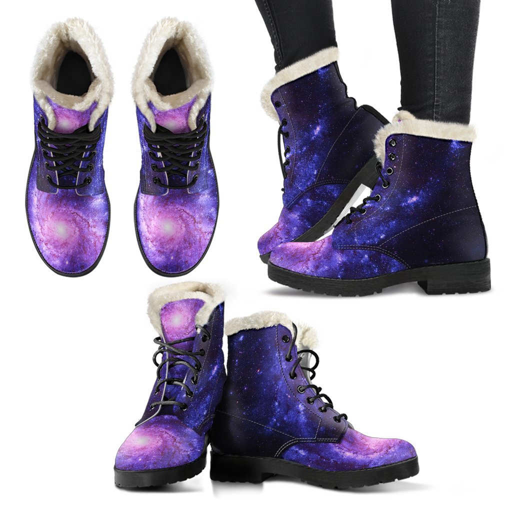 Galaxy Purple Milky Way Space Print Comfy Winter Boots-grizzshop