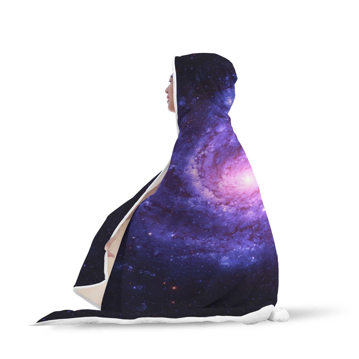 Galaxy Purple Milky Way Space Print Hooded Blanket-grizzshop