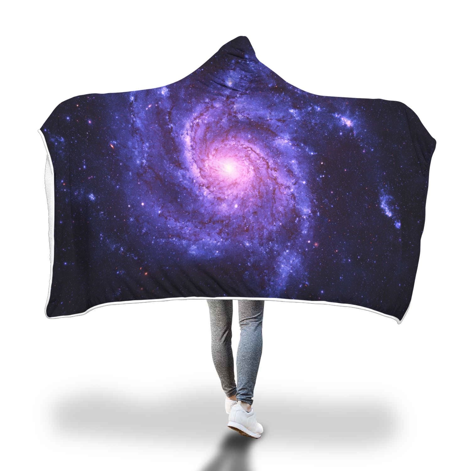 Galaxy Purple Milky Way Space Print Hooded Blanket-grizzshop