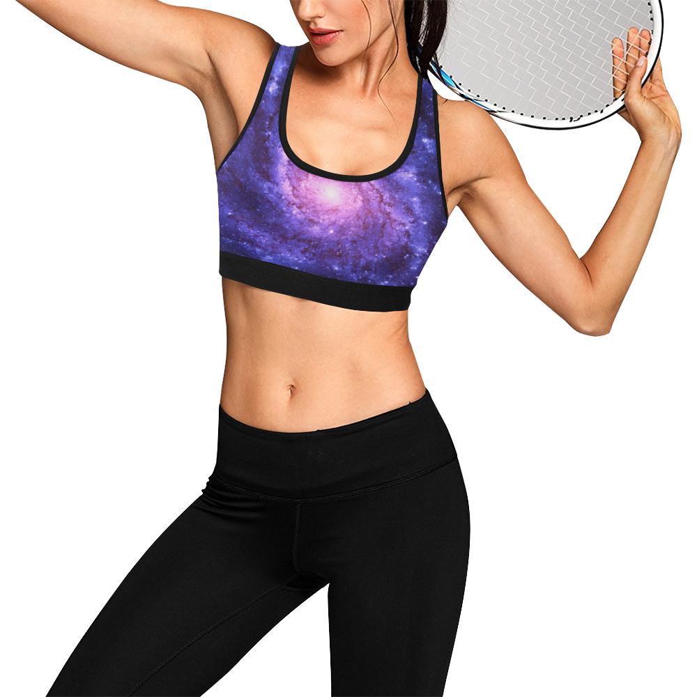 Galaxy Purple Milky Way Space Print Women Sports Bra-grizzshop