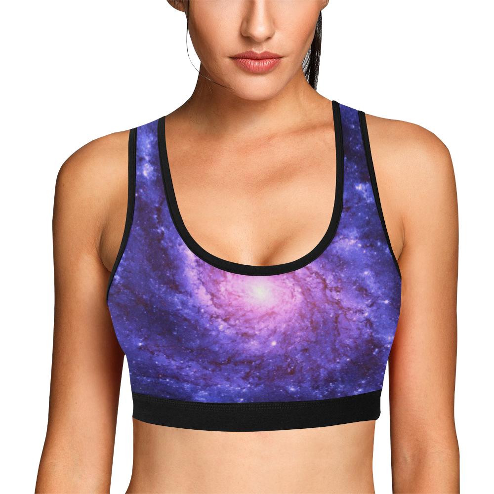 Galaxy Purple Milky Way Space Print Women Sports Bra-grizzshop