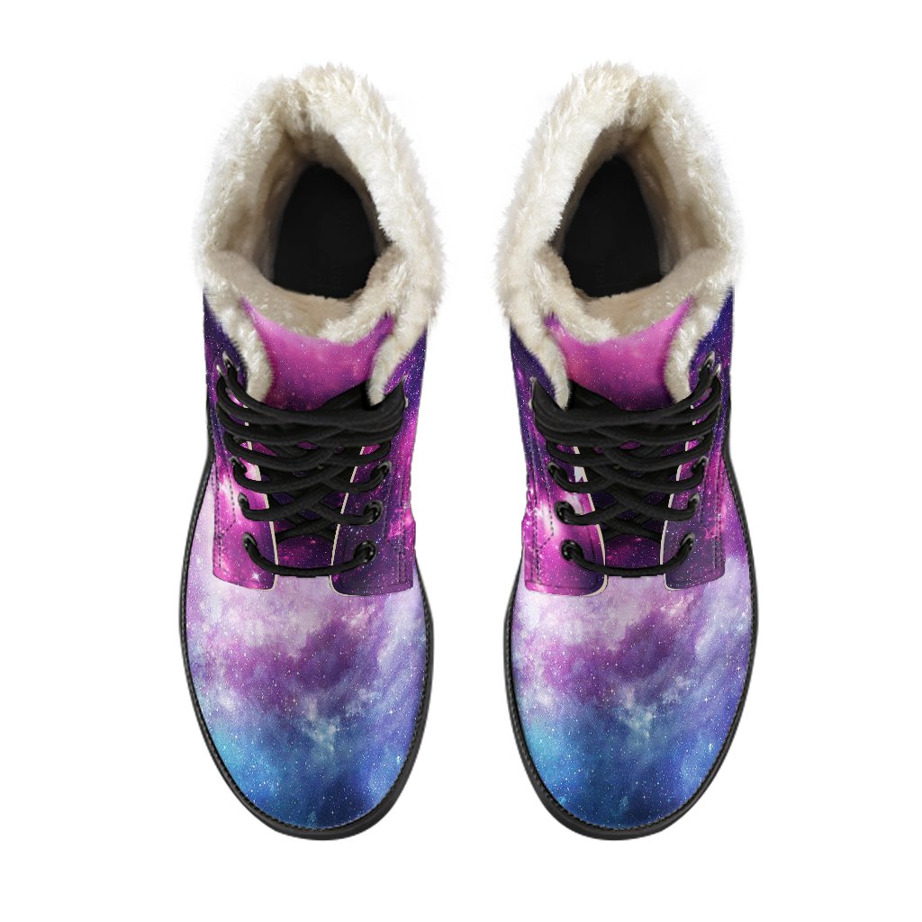 Galaxy Purple Stardust Space Print Comfy Winter Boots-grizzshop