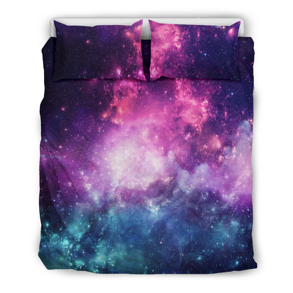 Galaxy Purple Stardust Space Print Duvet Cover Bedding Set-grizzshop