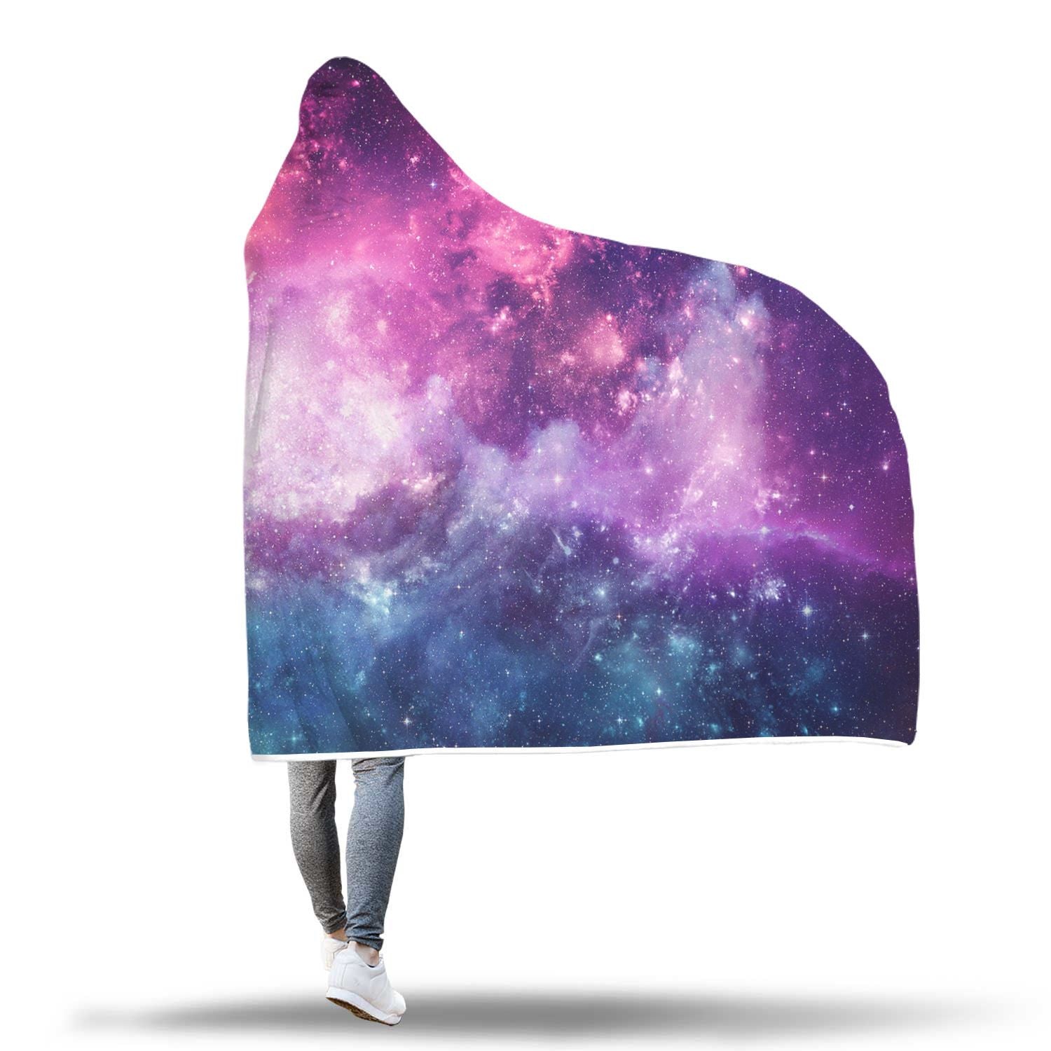 Galaxy Purple Stardust Space Print Hooded Blanket-grizzshop
