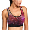 Galaxy Red Stardust Space Print Women Sports Bra-grizzshop