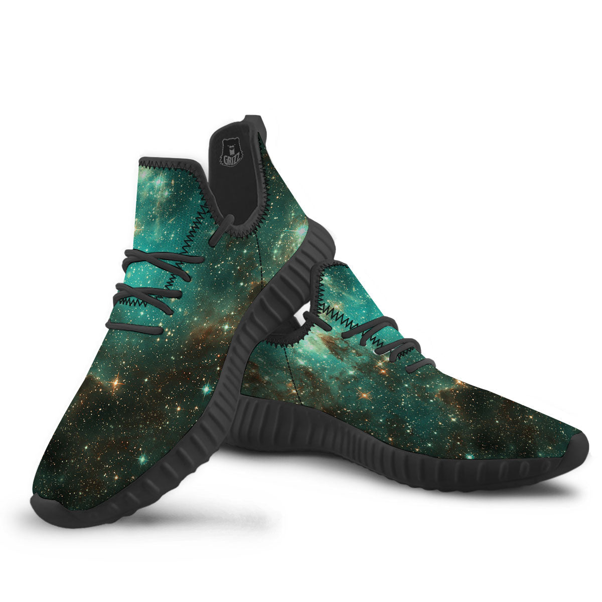 Galaxy Space Abstract Cloud Nebula Print Black Walking Shoes-grizzshop