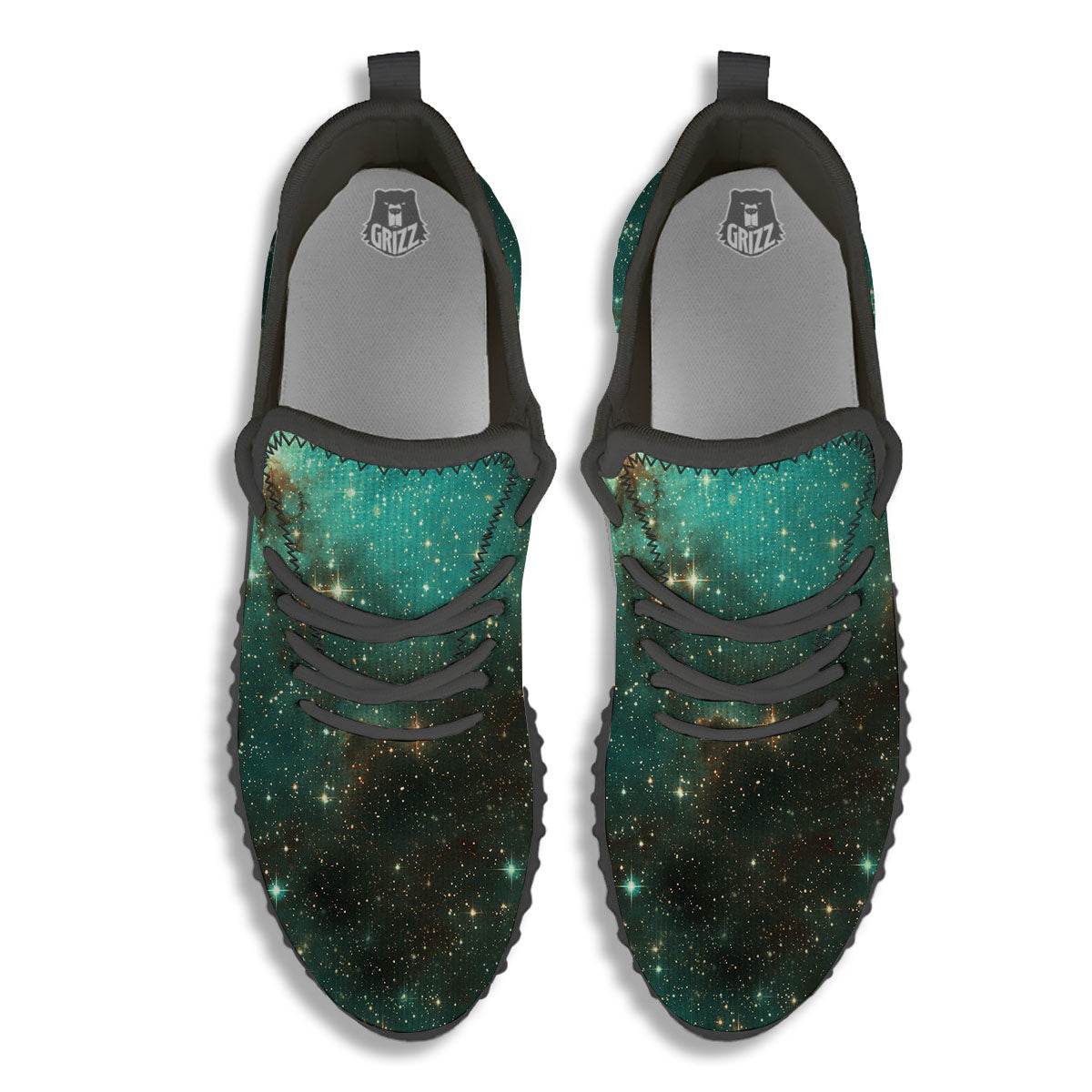 Galaxy Space Abstract Cloud Nebula Print Black Walking Shoes-grizzshop