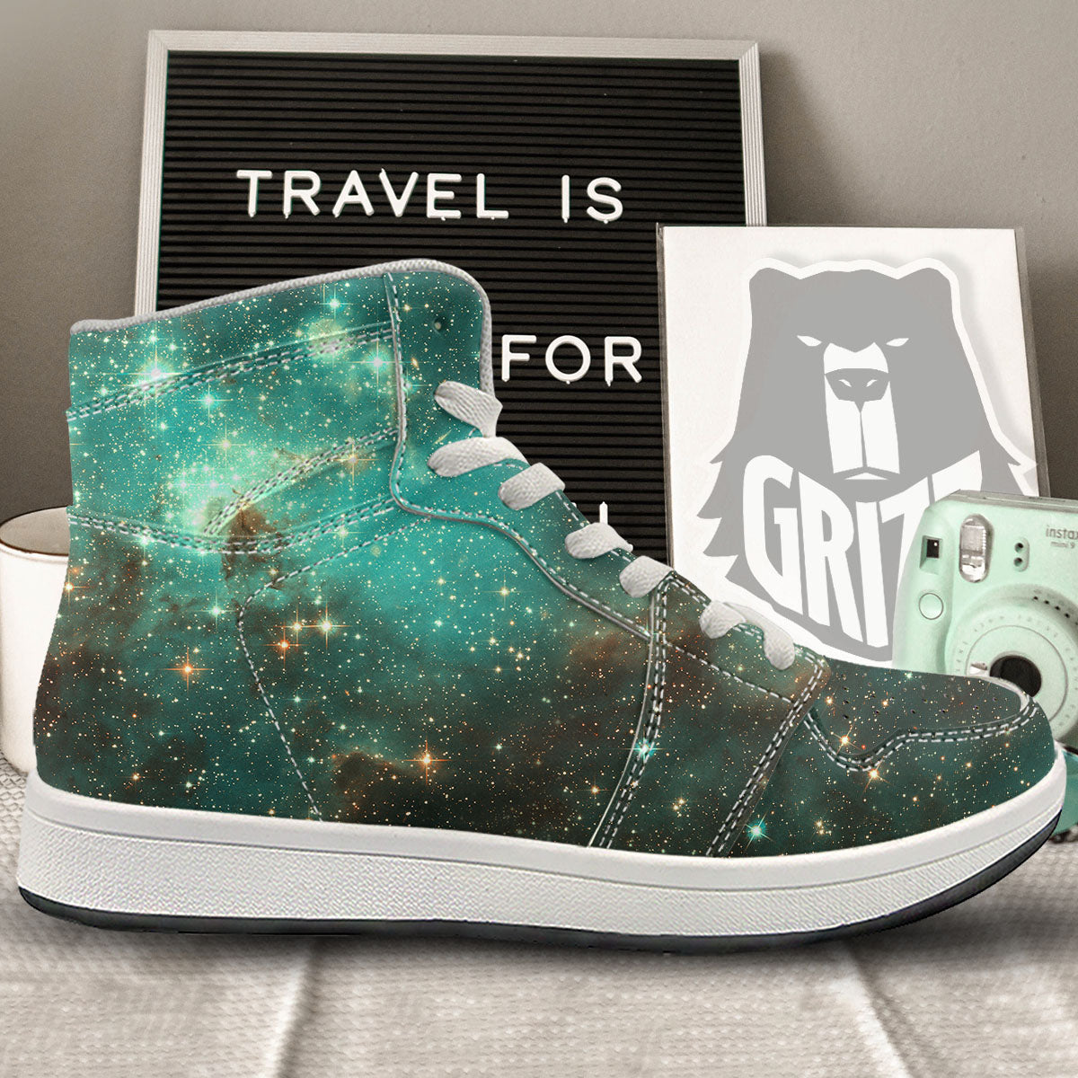 Galaxy Space Abstract Cloud Nebula Print High Top Sneakers-grizzshop