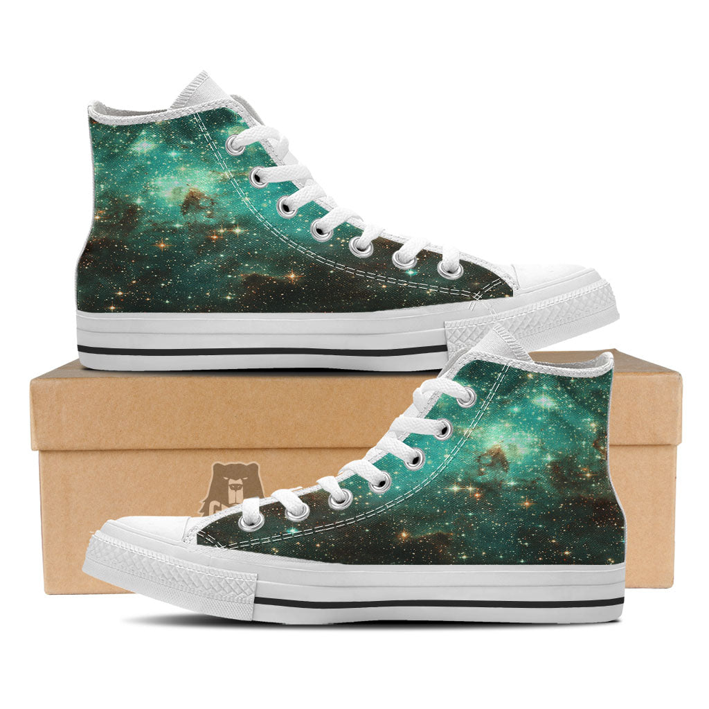 Galaxy Space Abstract Cloud Nebula Print White High Top Shoes-grizzshop