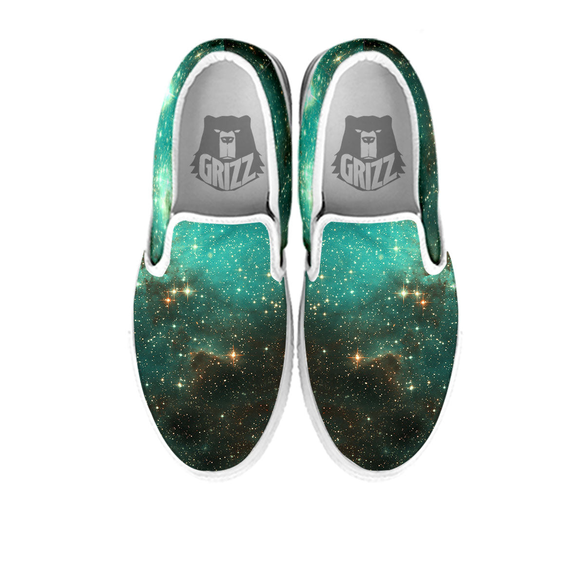 Galaxy Space Abstract Cloud Nebula Print White Slip On Shoes-grizzshop