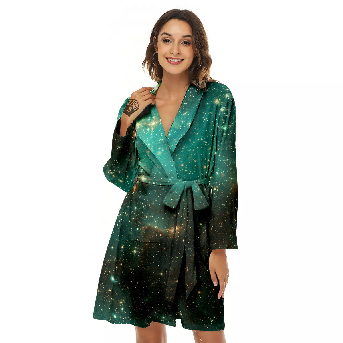 Galaxy Space Abstract Cloud Nebula Print Women's Robe-grizzshop