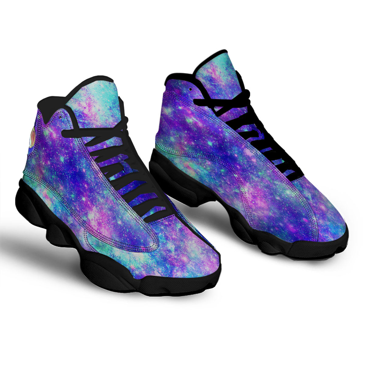 Galaxy Space Abstract Colorful Print Black Basketball Shoes-grizzshop