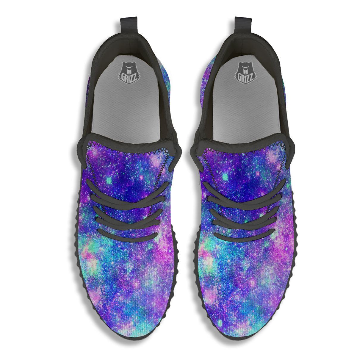 Galaxy Space Abstract Colorful Print Black Walking Shoes-grizzshop