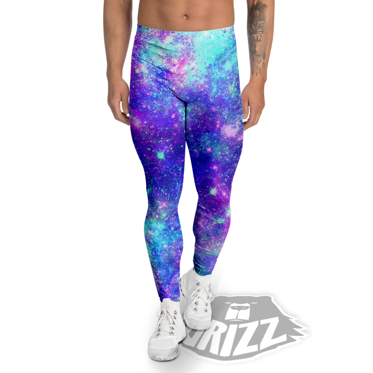 Galaxy Space Abstract Colorful Print Men's Leggings-grizzshop