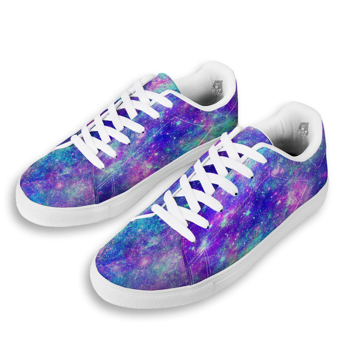 Galaxy Space Abstract Colorful Print White Low Top Sneakers-grizzshop