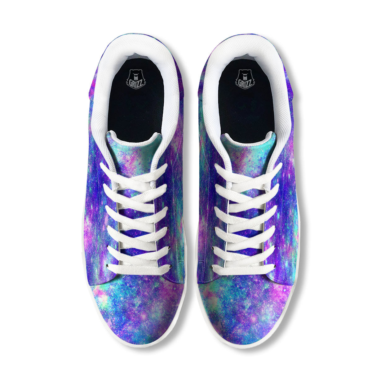 Galaxy Space Abstract Colorful Print White Low Top Sneakers-grizzshop