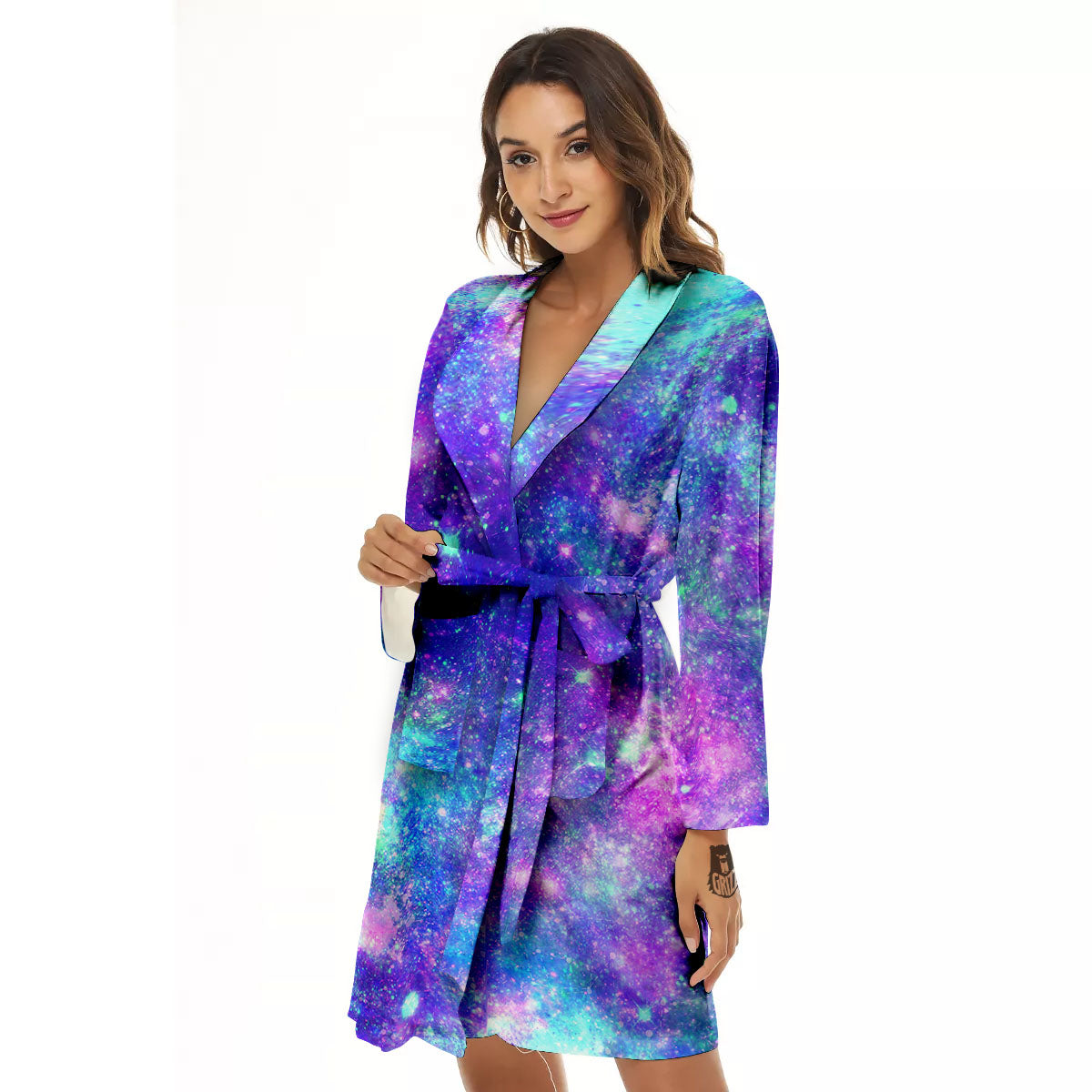 Galaxy Space Abstract Colorful Print Women's Robe-grizzshop