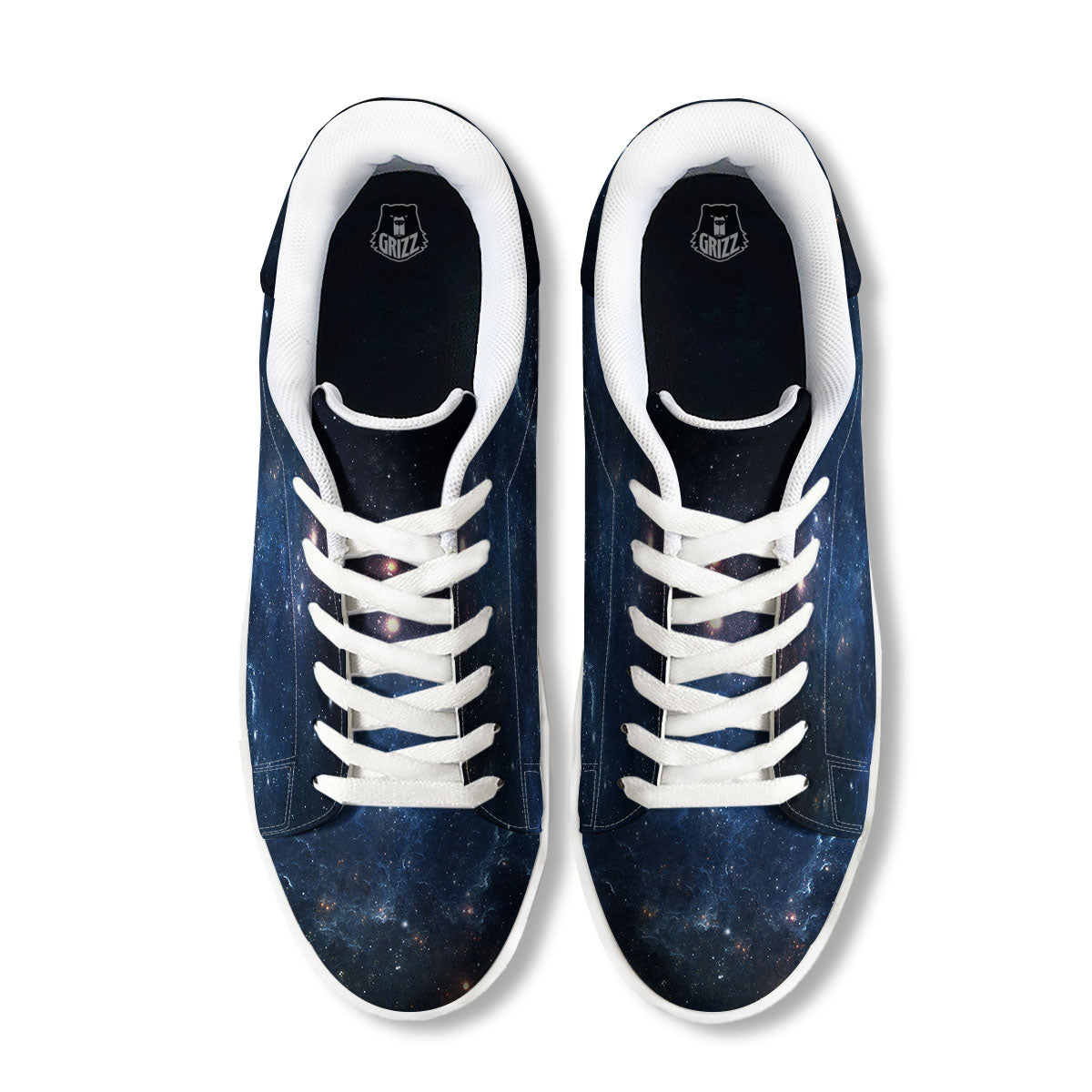 Galaxy Space Abstract Dark Print White Low Top Sneakers-grizzshop