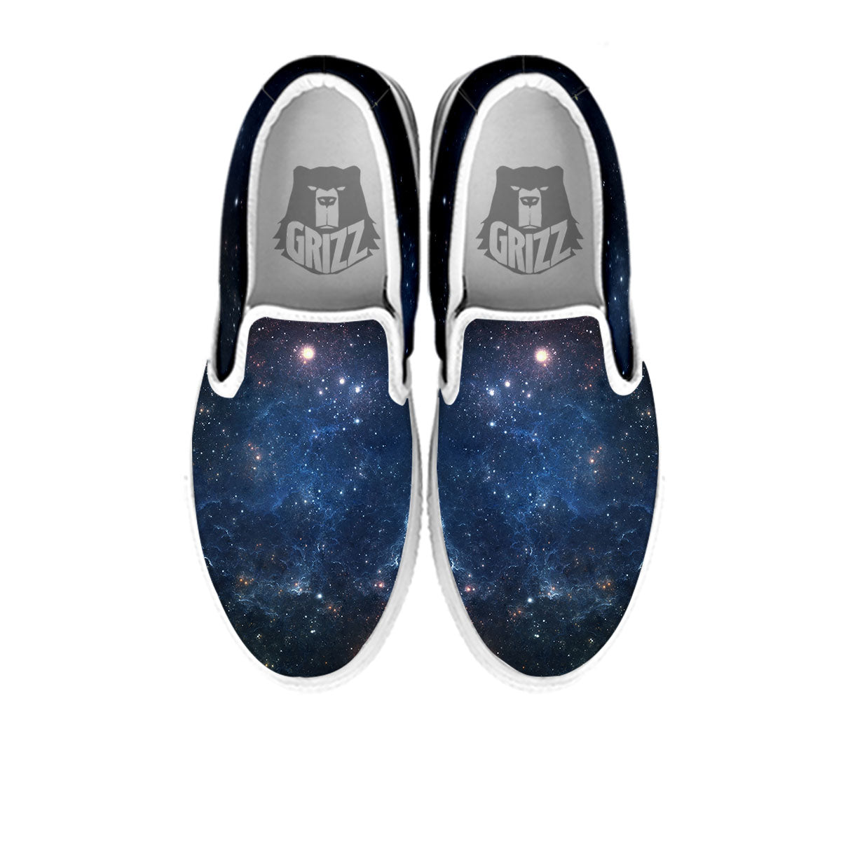 Galaxy Space Abstract Dark Print White Slip On Shoes-grizzshop