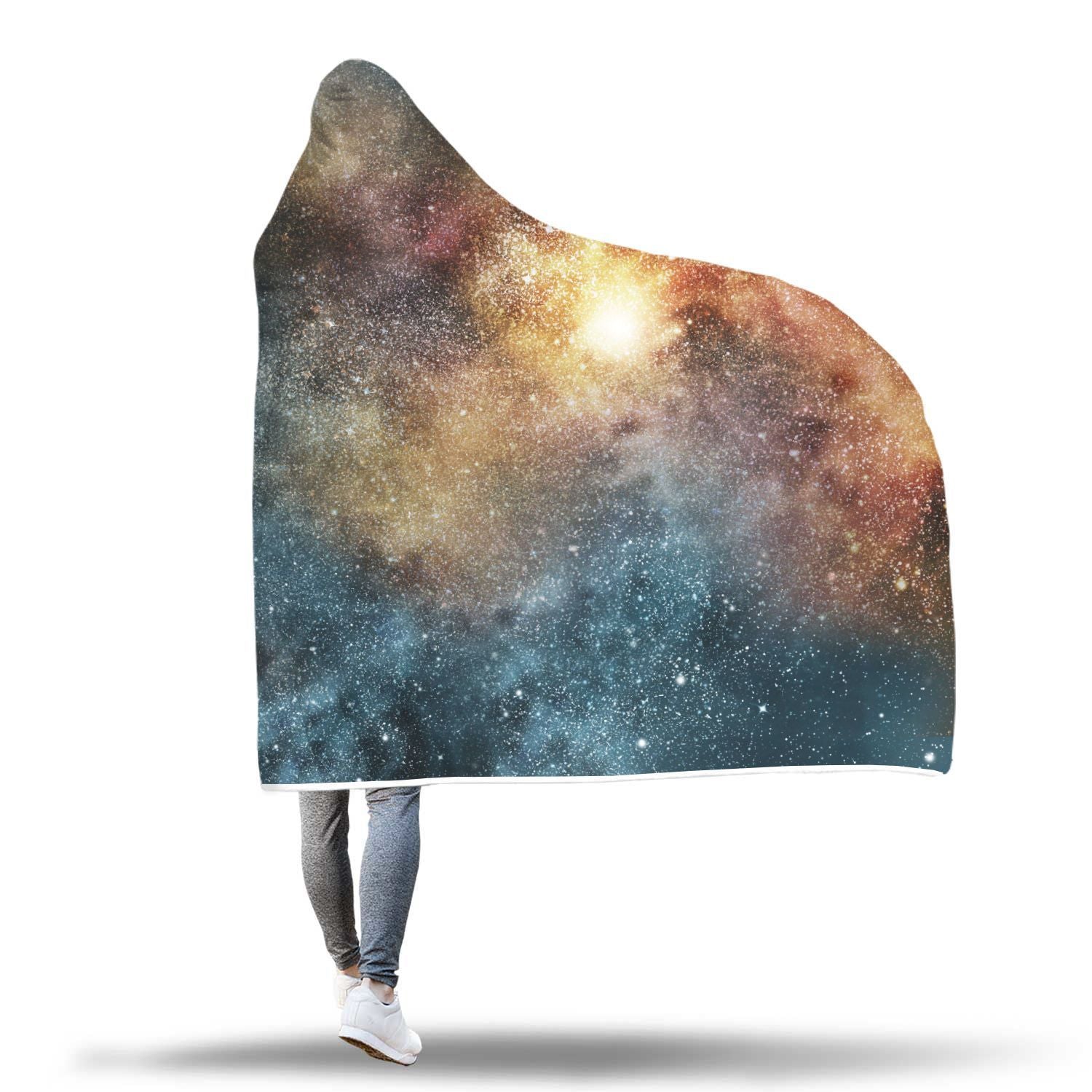 Galaxy Space Blue Stardust Print Hooded Blanket-grizzshop