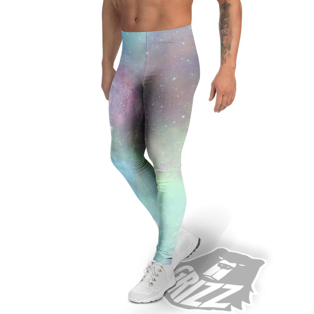 Galaxy Space Colorful Nebula Print Men's Leggings-grizzshop