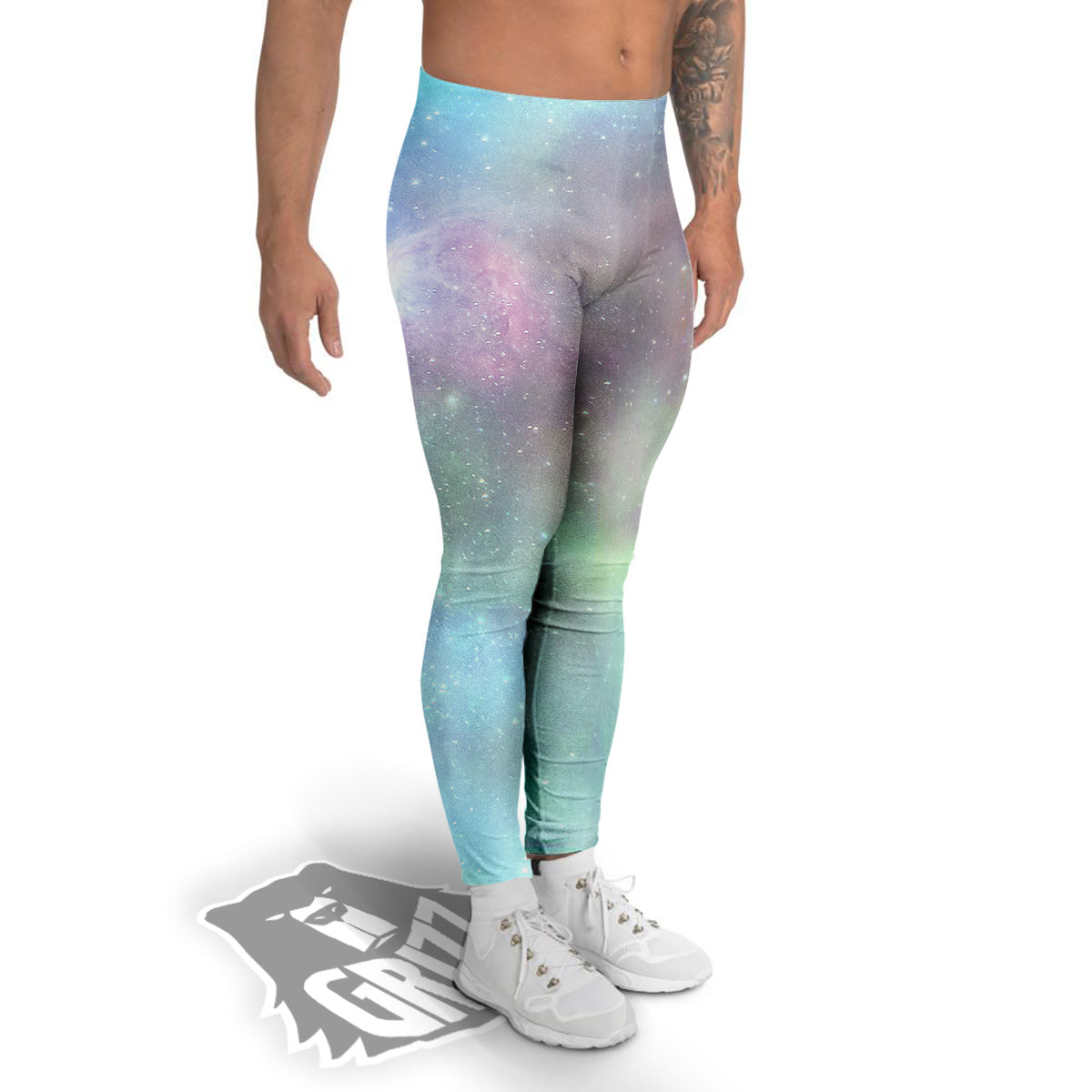 Galaxy Space Colorful Nebula Print Men's Leggings-grizzshop